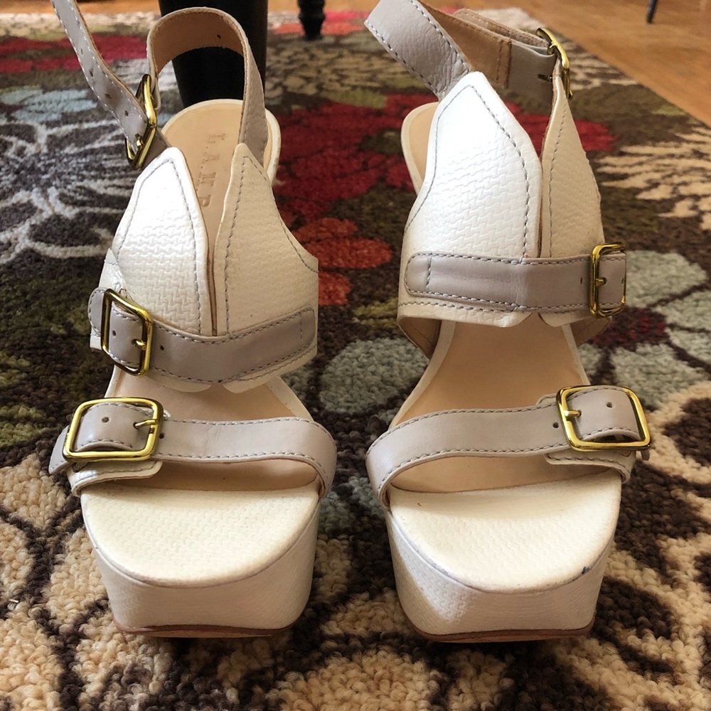 white l.a.m.b stiletto heels
